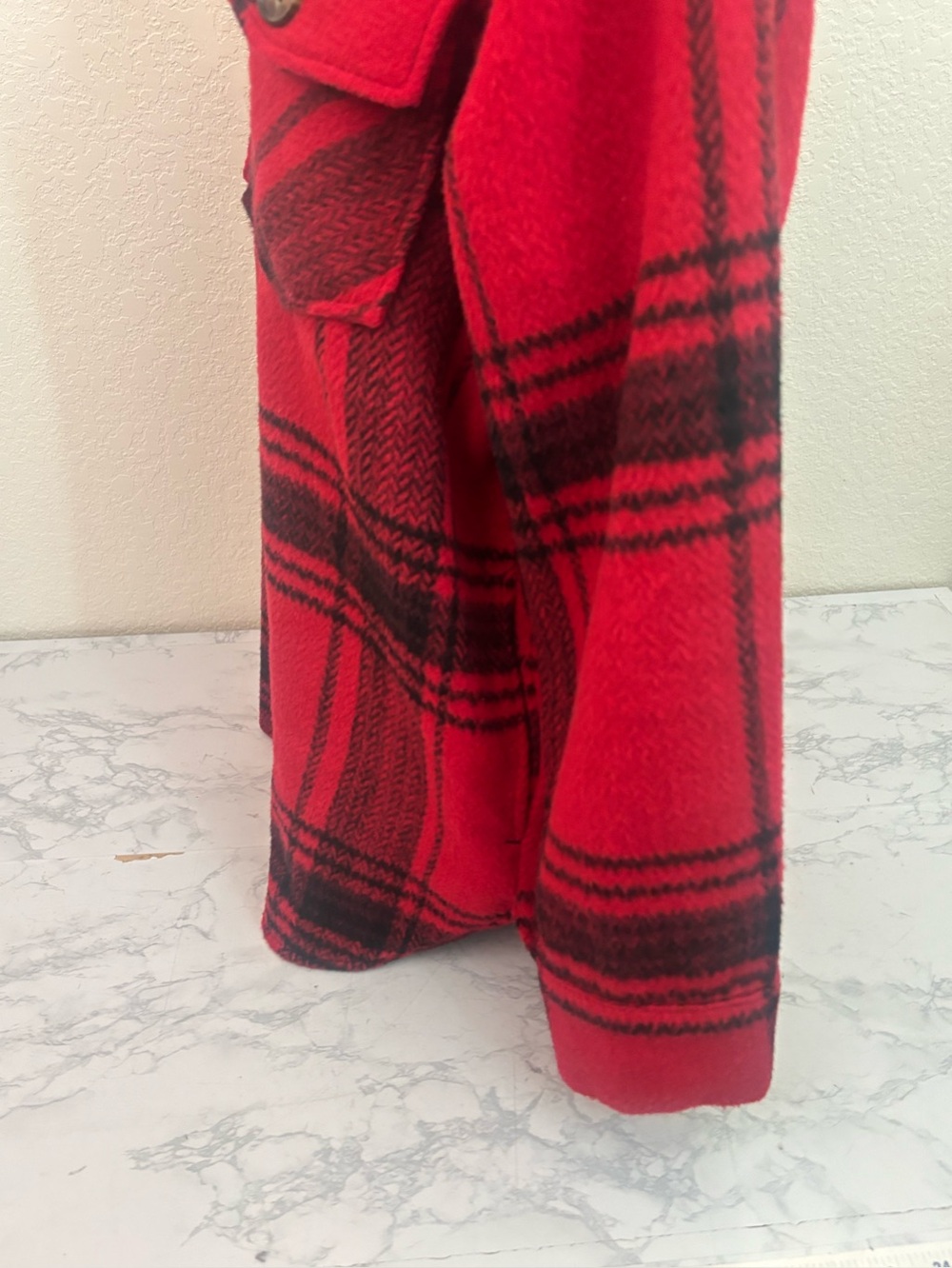 Time And Tru Heavy Duty Flannel Coat Womens M Red Black Plaid Button Pockets - Picture 5 of 9